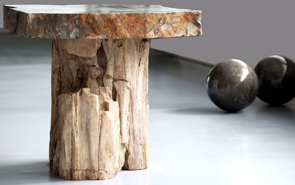 Mesa de piedra Fosil Gris